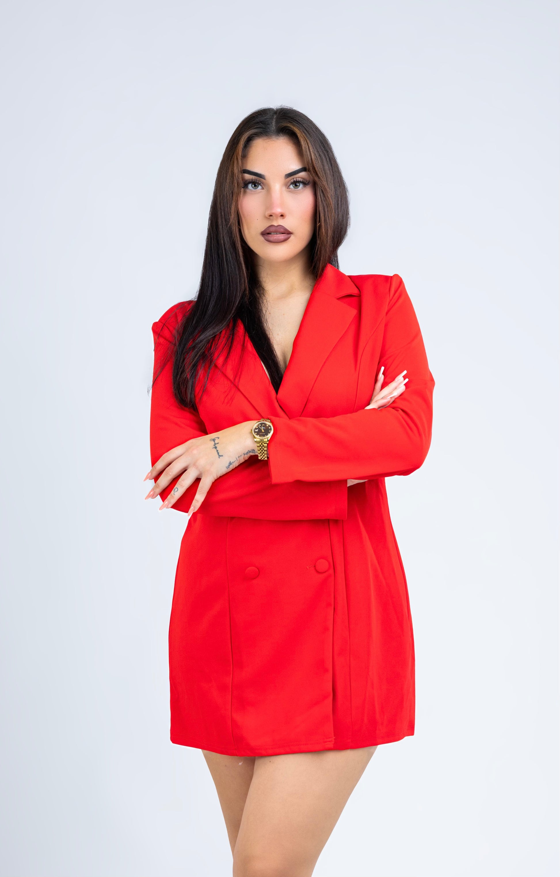 Robe tailleur avec double boutonnage