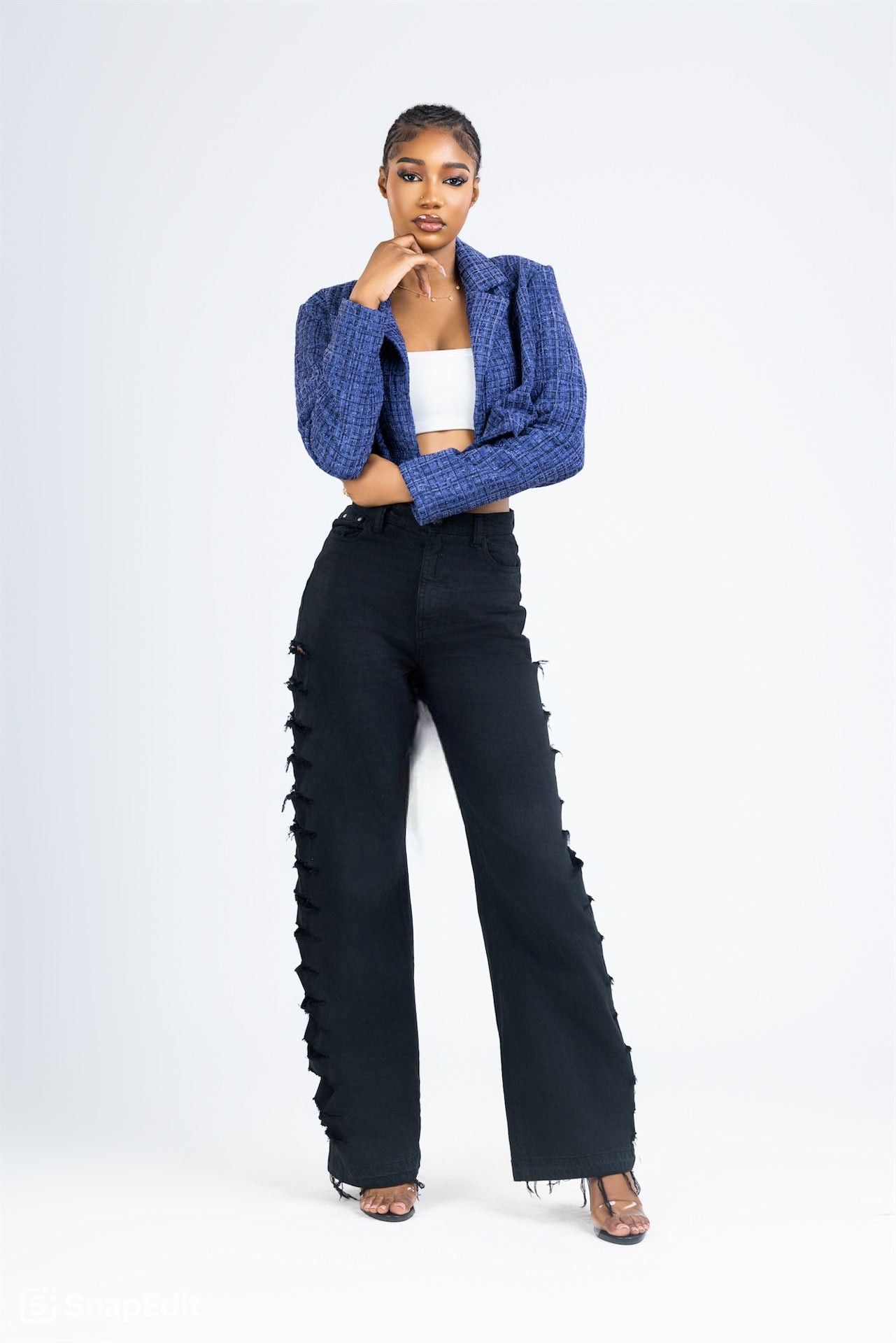 Blazer tweet manche longue