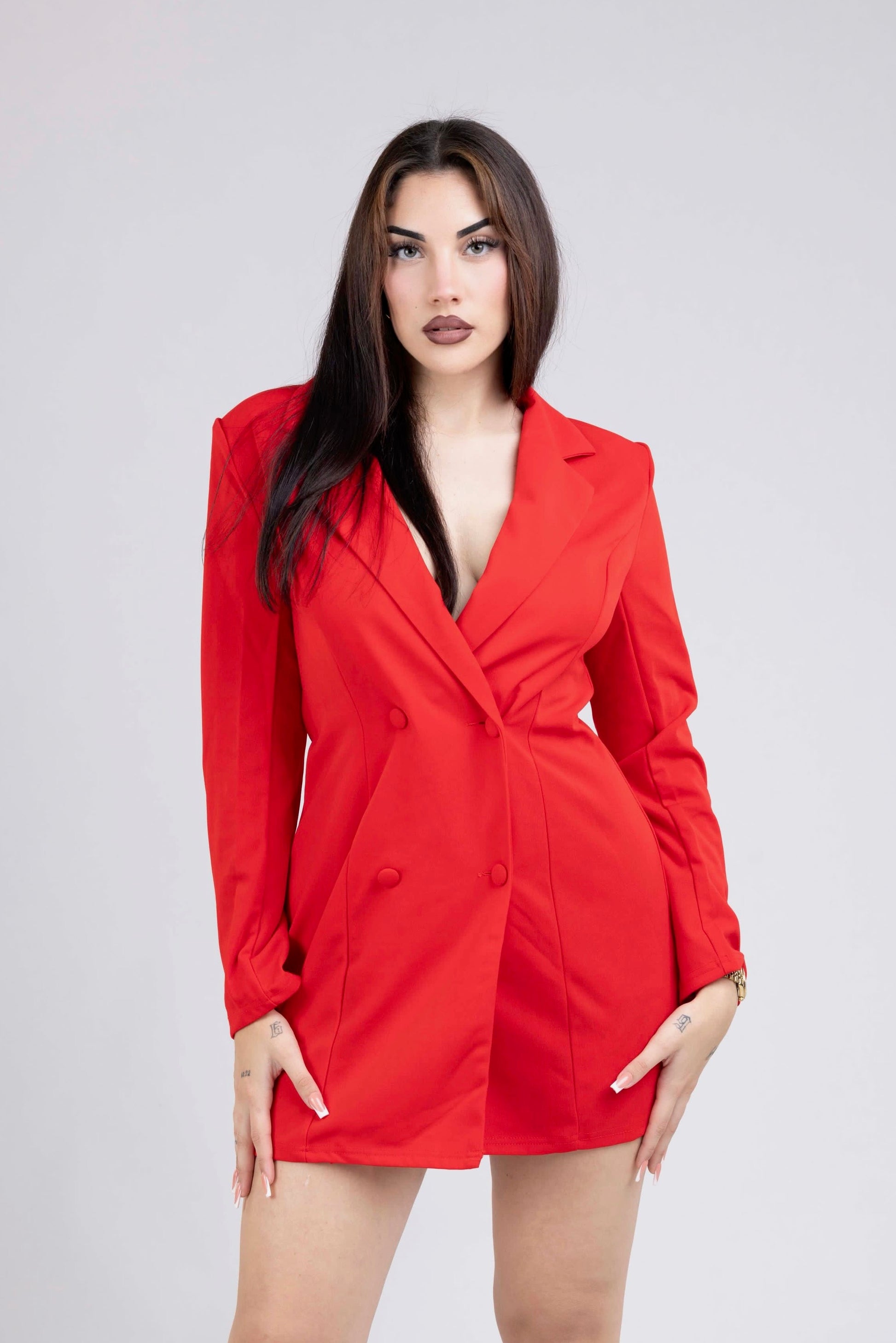 Robe tailleur avec double boutonnage